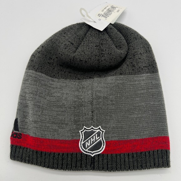 Adidas NHL Vegas Golden Knights Beanie Hat Cap Gray Red Hockey Knit One Size - Picture 1 of 4